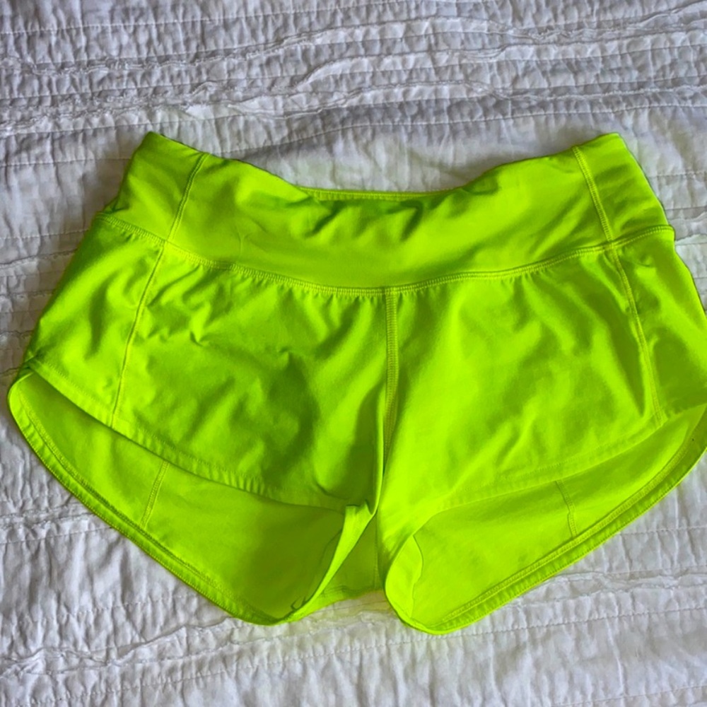 neon yellow lululemon speed up shorts like new
